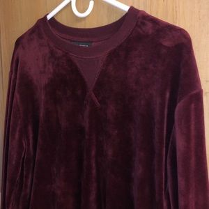 Burgundy Velvet Scoop Neck Sweater